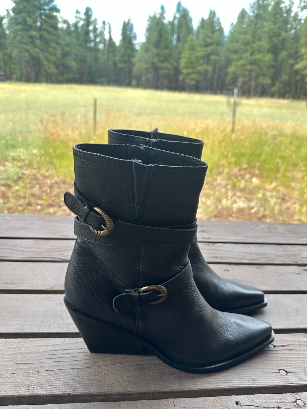Seychelles Speak Up Black Leather Buckled Boots New! - Picture 10 of 13